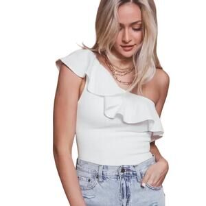 Show Me Your Mumu Ophelia Ruffle White Bodysuit XS NWT